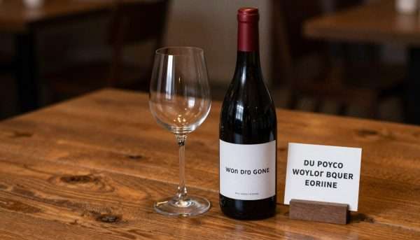 A wine bottle and glass with funny quote A wine bottle and glass with funny quote