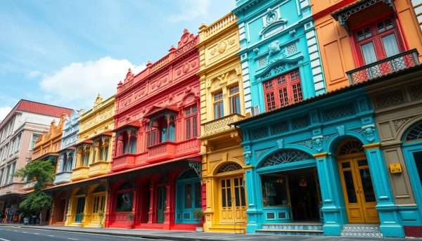 Colorful Peranakan shophouses in Singapore's Joo Chiat neighborhood Colorful Peranakan shophouses in Singapore's Joo Chiat neighborhood