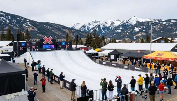 Fan experience area at Winter X Games 2026 locations showing interactive activities Fan experience area at Winter X Games 2026 locations showing interactive activities