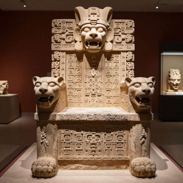 Mayan jaguar throne from an ancient temple Mayan jaguar throne from an ancient temple