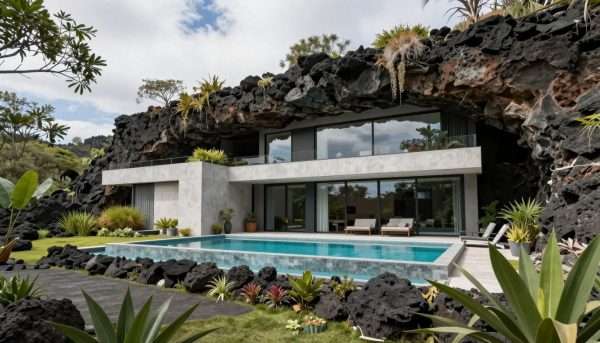 Modern architectural home built into volcanic rock in Pedregal Modern architectural home built into volcanic rock in Pedregal
