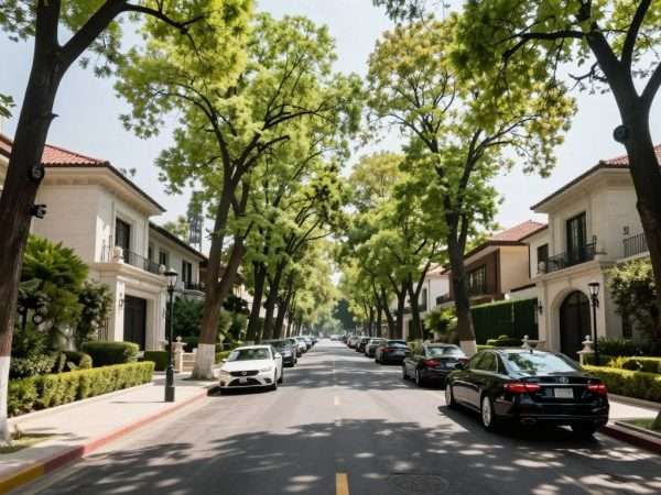 Tree-lined street with luxury mansions in Lomas de Chapultepec Tree-lined street with luxury mansions in Lomas de Chapultepec