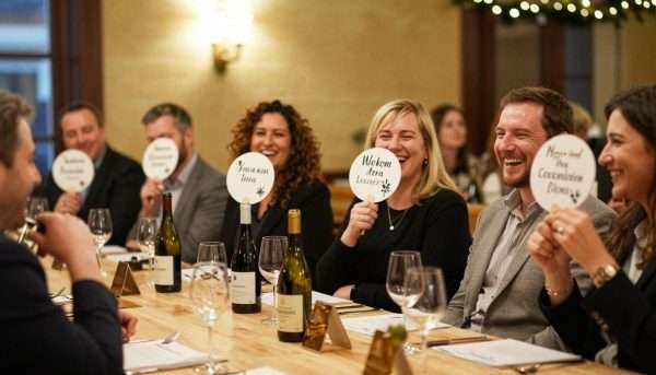 Wine tasting event with punny signs Wine tasting event with punny signs
