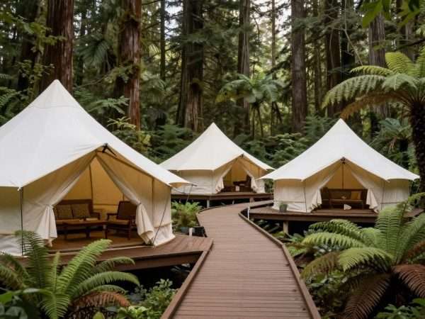 Clayoquot Wilderness Resort luxury tents in temperate rainforest setting Clayoquot Wilderness Resort luxury tents in temperate rainforest setting