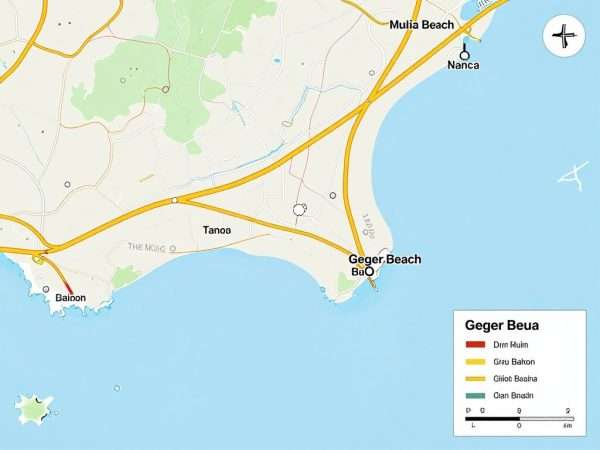 Map showing the location of Geger Beach in Nusa Dua, Bali Map showing the location of Geger Beach in Nusa Dua, Bali