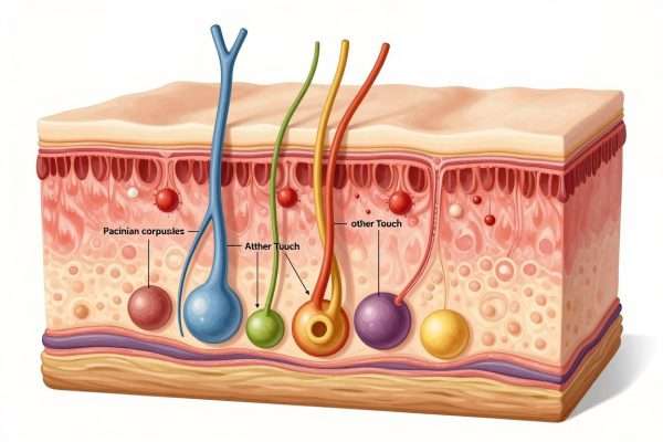 Scientific diagram of skin showing touch receptors Scientific diagram of skin showing touch receptors