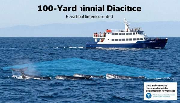whale watching boat maintaining safe distance from whales in long beach waters
