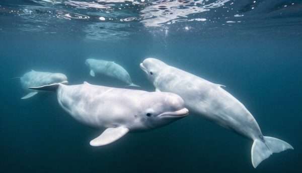 Beluga whales swimming in Churchill waters Beluga whales swimming in Churchill waters