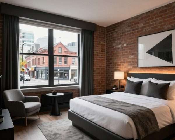 Boutique hotel room in Gastown with exposed brick and modern design Boutique hotel room in Gastown with exposed brick and modern design