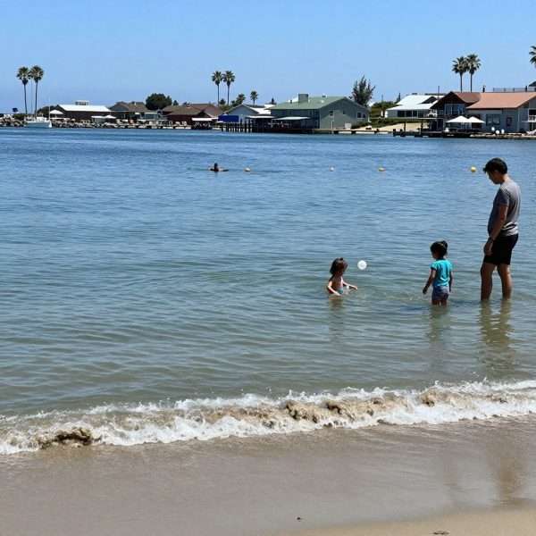 Calm water at Cabrillo Beach inner harbor perfect for young children Calm water at Cabrillo Beach inner harbor perfect for young children