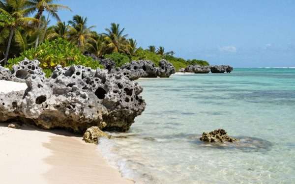 Calusa Beach natural shoreline with rocky areas and clear water Calusa Beach natural shoreline with rocky areas and clear water