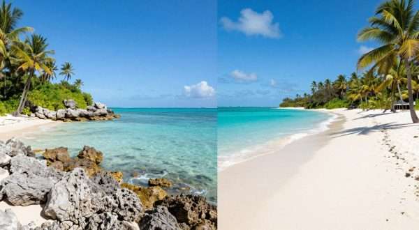 Comparison view showing different beach types in the Florida Keys Comparison view showing different beach types in the Florida Keys