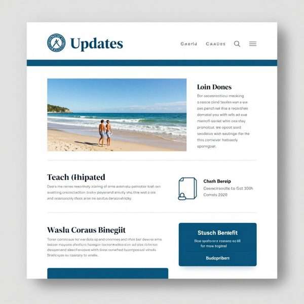 Email newsletter mockup with beach content Email newsletter mockup with beach content