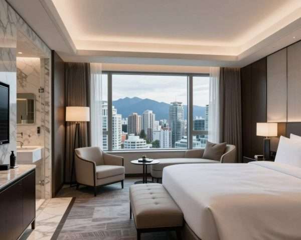 Luxury hotel suite in Vancouver with panoramic city and mountain views Luxury hotel suite in Vancouver with panoramic city and mountain views