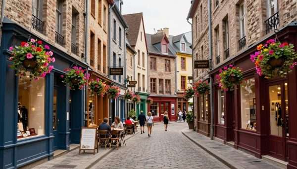 Quartier Petit Champlain narrow street with boutiques and cafes Quartier Petit Champlain narrow street with boutiques and cafes