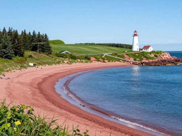 Red sand beaches and rolling farmland of Prince Edward Island Red sand beaches and rolling farmland of Prince Edward Island