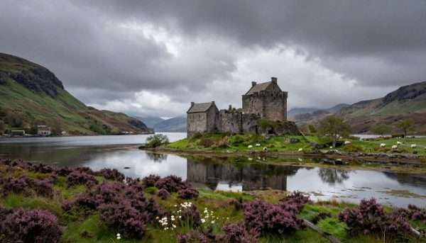 Scotland highlands with castles lochs and spring landscapes Scotland highlands with castles lochs and spring landscapes