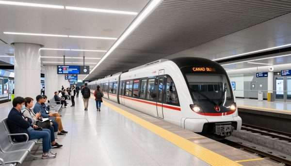 SkyTrain at Vancouver airport station SkyTrain at Vancouver airport station