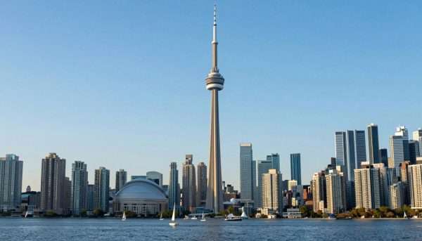 Toronto skyline featuring CN Tower and downtown skyscrapers Toronto skyline featuring CN Tower and downtown skyscrapers
