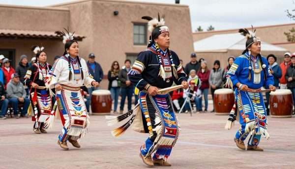 Traditional Native American dance performance at cultural event in New Mexico Traditional Native American dance performance at cultural event in New Mexico