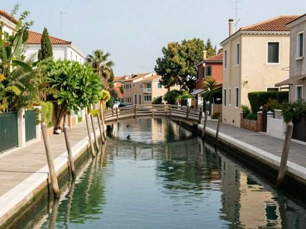 Venice Canals with bridges and waterfront homes Venice Canals with bridges and waterfront homes
