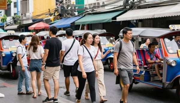 bangkok city street scene with travelers bangkok city street scene with travelers