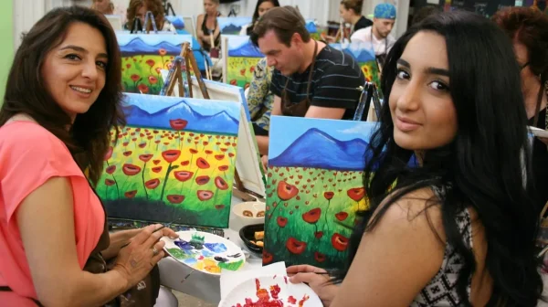 Paint and Sip at Kelly Jo Designs by Wine, ABQ date night ideas