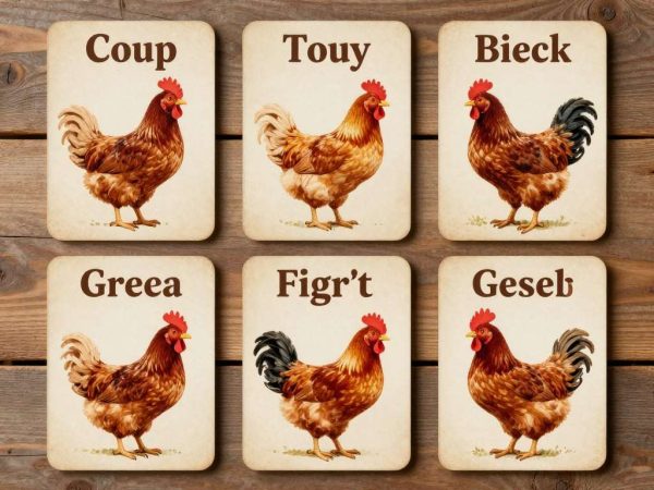 Collection of classic chicken puns written on vintage-style cards Collection of classic chicken puns written on vintage-style cards