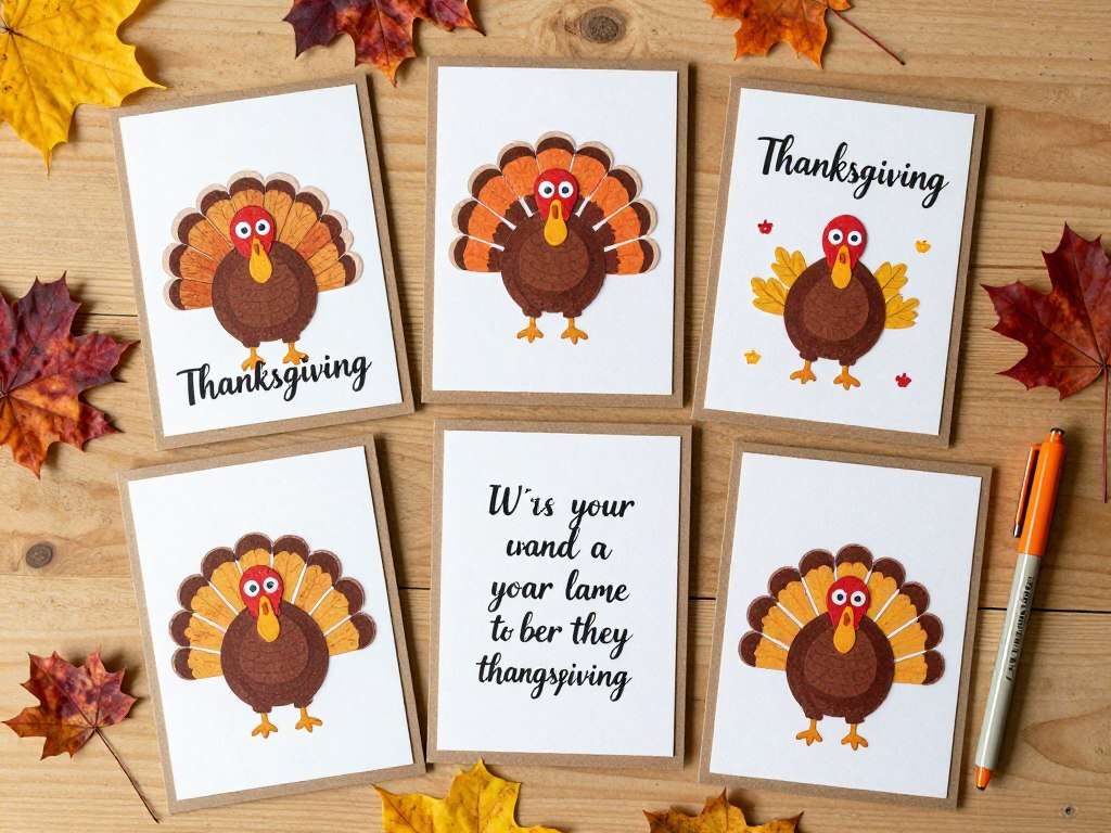 Handmade Thanksgiving cards featuring turkey puns and decorations Handmade Thanksgiving cards featuring turkey puns and decorations