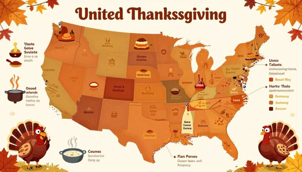 Map of United States showing different Thanksgiving turkey traditions by region Map of United States showing different Thanksgiving turkey traditions by region