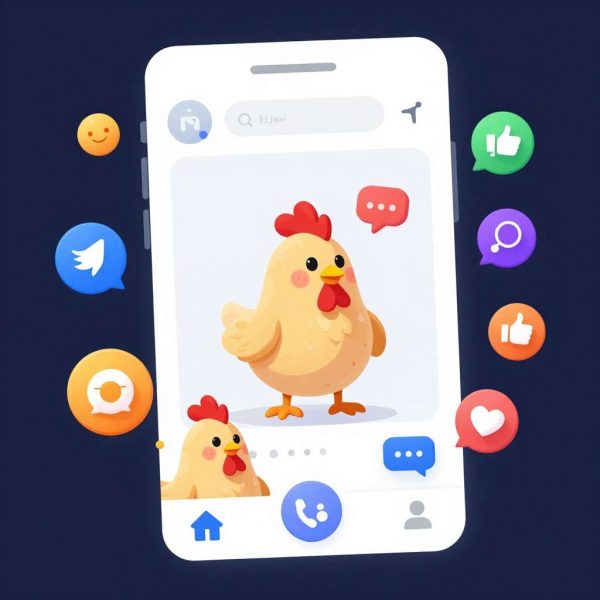 Social media sharing buttons with chicken pun content Social media sharing buttons with chicken pun content