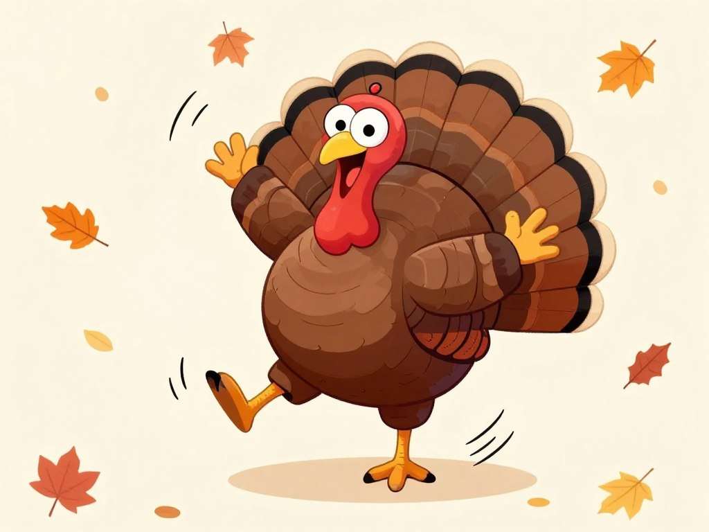 Turkey doing a wobble dance with motion lines Turkey doing a wobble dance with motion lines