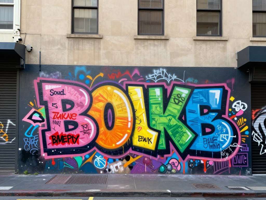 Australian slang written in colorful street art Australian slang written in colorful street art