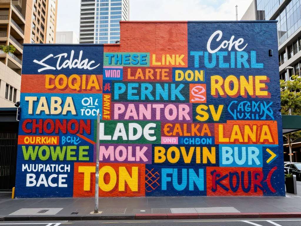 Colorful street art in Sydney featuring Australian slang Colorful street art in Sydney featuring Australian slang