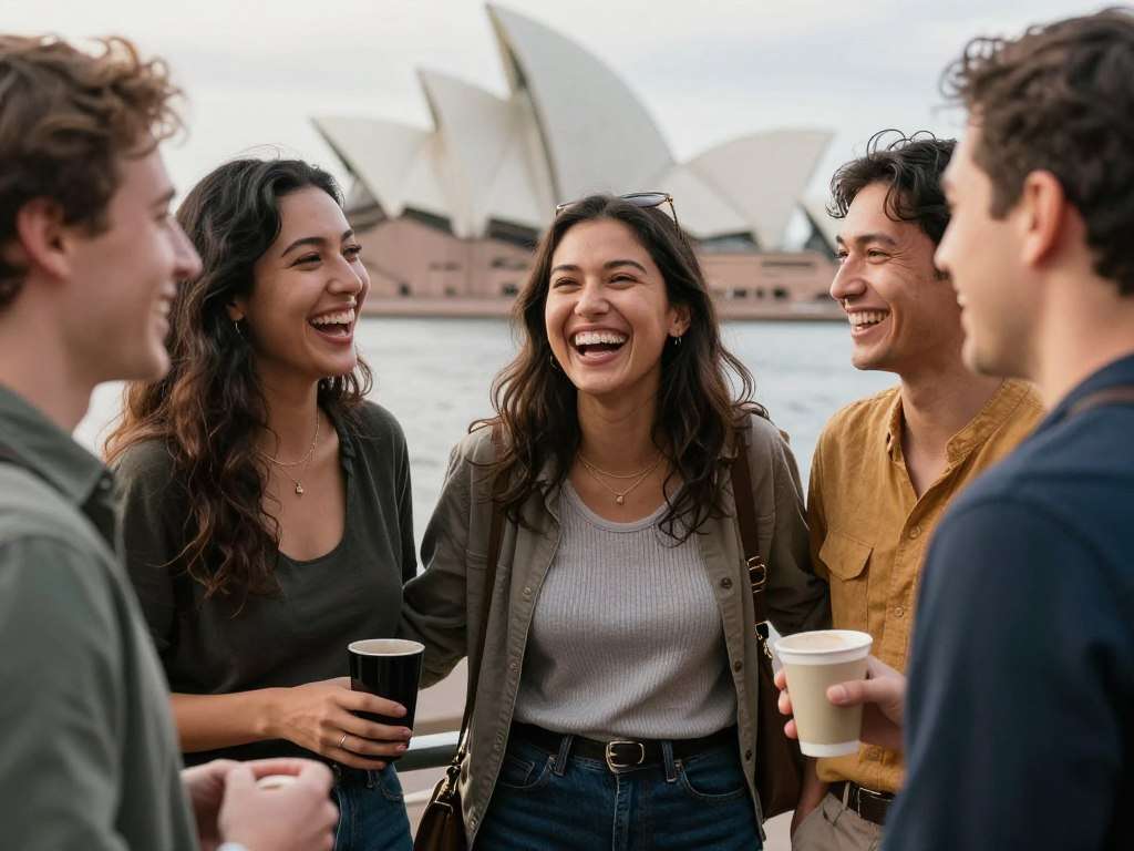 Diverse group laughing together in Sydney Diverse group laughing together in Sydney