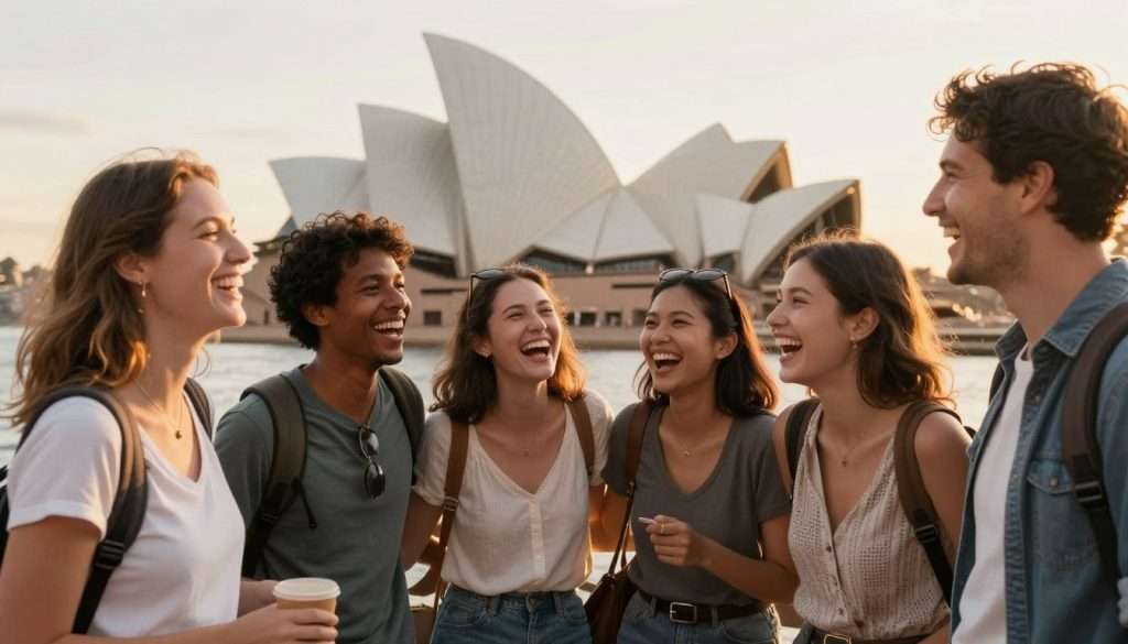 Happy tourists enjoying Sydney experience Happy tourists enjoying Sydney experience