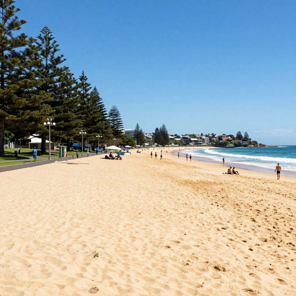 Manly Beach coastline and promenade Manly Beach coastline and promenade