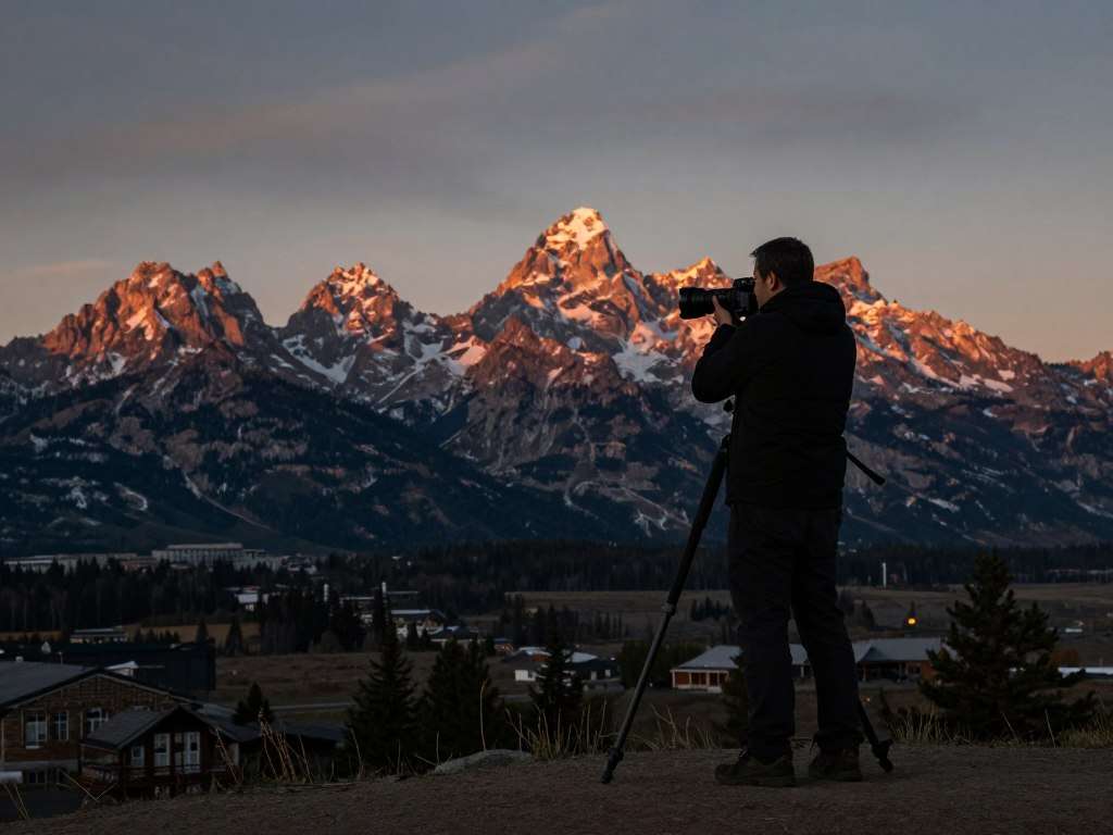 Photographer capturing Grand Teton National Park landscapes Photographer capturing Grand Teton National Park landscapes