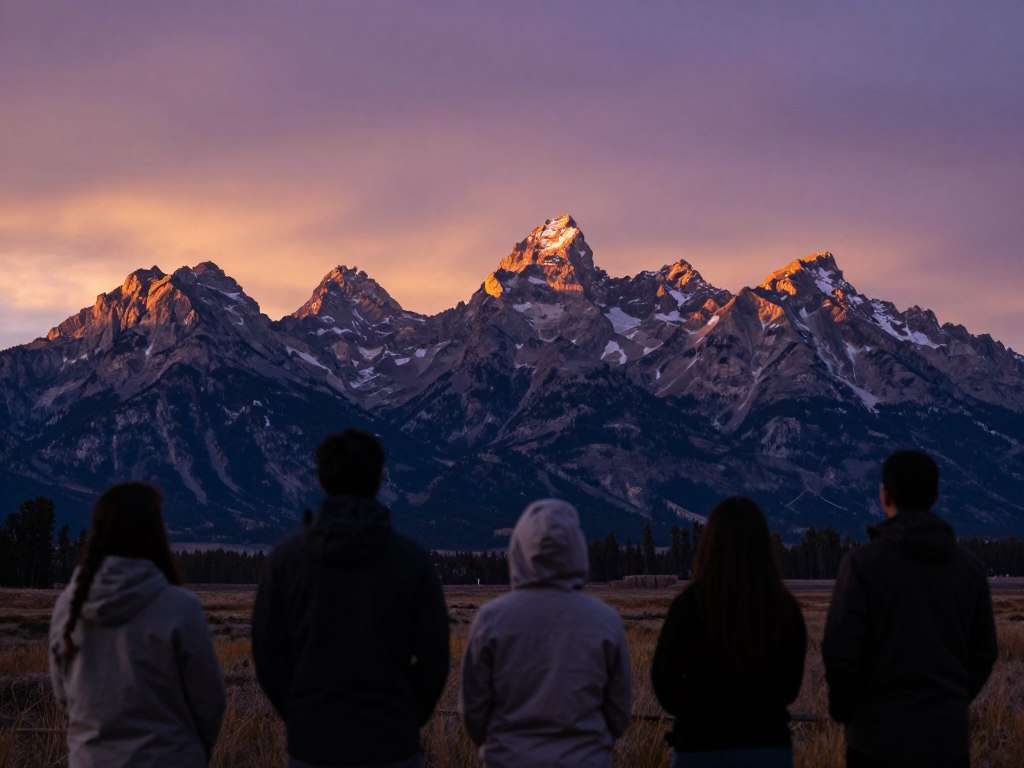 Silhouettes watching sunset at Grand Teton National Park Silhouettes watching sunset at Grand Teton National Park