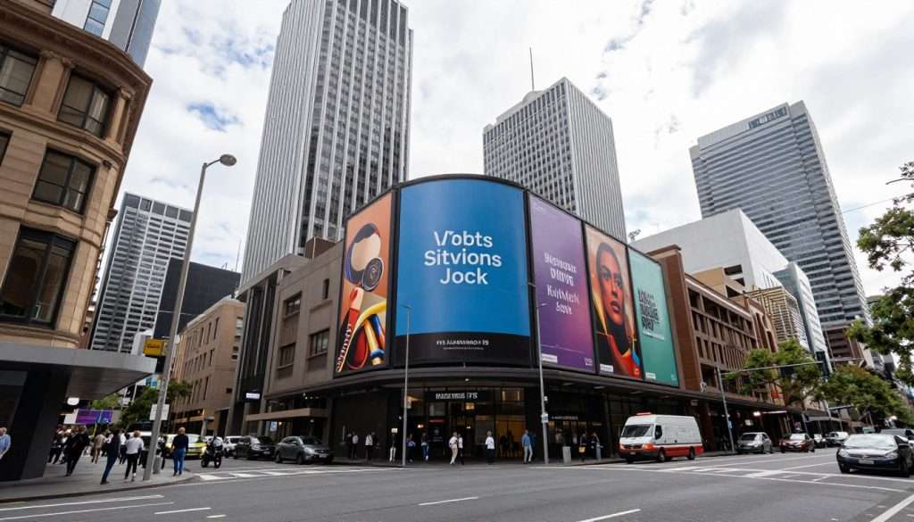 Sydney business district with creative advertising Sydney business district with creative advertising