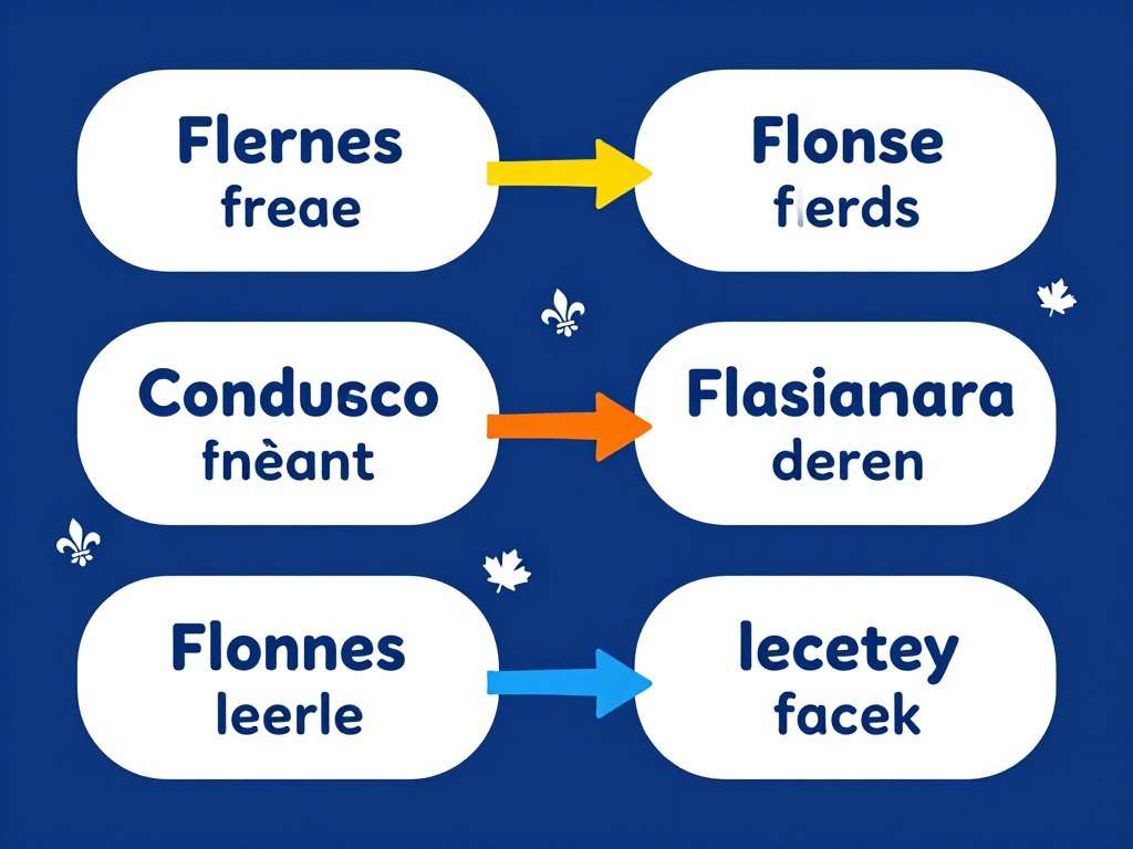 Bilingual word bubbles showing Quebec puns Bilingual word bubbles showing Quebec puns