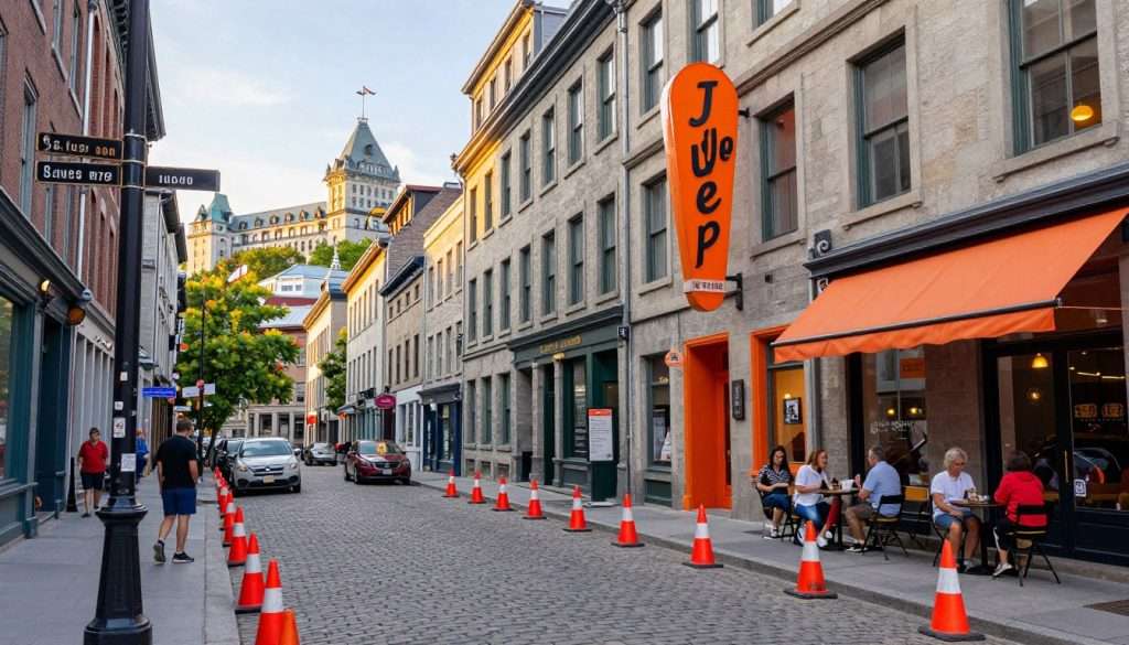 Montreal cityscape with humorous elements Montreal cityscape with humorous elements