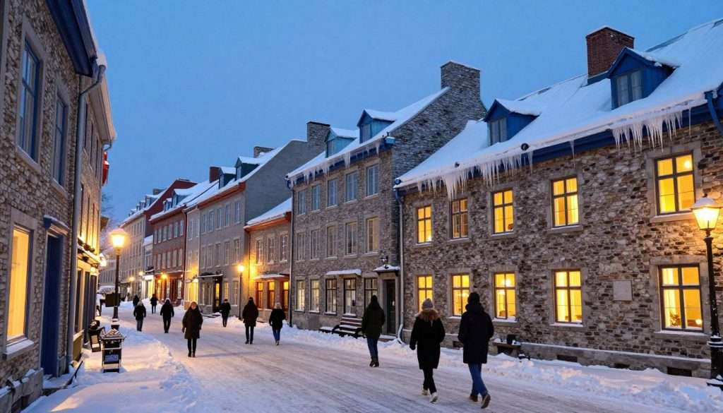 Quebec winter scene with snow puns Quebec winter scene with snow puns